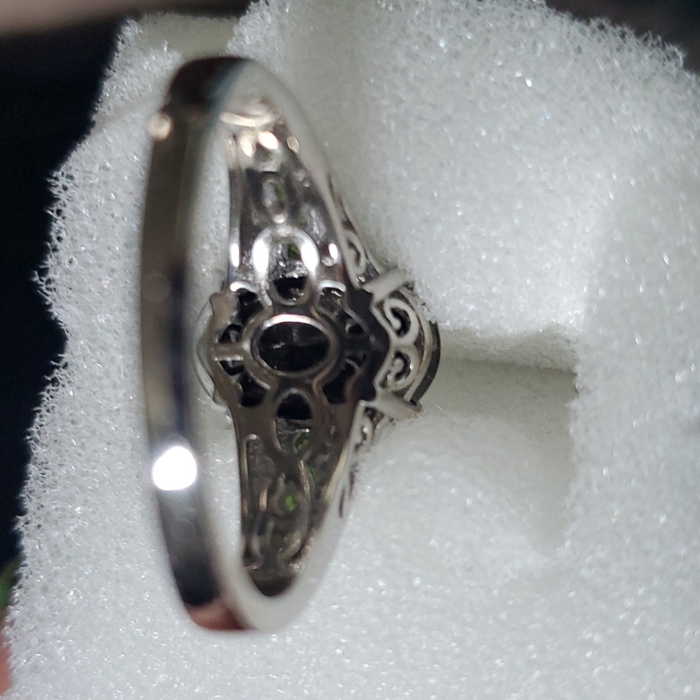 Elite Shungite and Chrome Diopside Ring Platinum Over Sterling Silver - Picture 8 of 9